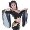SamHeng Top corto da danza con maniche svasate da donna, top avvolgente classica scollo V maniche 3/4 in tulle, camicia lacci per danza del ventre tribale, camicetta con nappe for annodare per abbigliamento