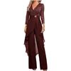 Botong Madre della Sposa Pantaloni Suit Set 2 PC Chiffon & Pizzo Abito Ospite di Nozze ith Strass 3/4 Maniche
