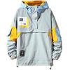 GURUNVANI, Felpa casual con cappuccio a maniche lunghe, a blocchi di colore, stile pullover, Bianco, S