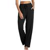 Vlazom Pantaloni del Pigiama Donna Modale Lungo Pantaloni da Notte con Tasche Pantalone Lunghi Morbidi，Nero，XL