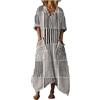 Generico Vestito Donna Elegante con Taschen Abito Estivo Boho Chic Vestito Lungo Cerimonia Caftano Copricostume Mare Maxi Abito Fluido Traspirante Taglie Forti Spiaggia Vacanza Estivo (A14,3XL)