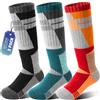 ANTSANG Calze Termiche Bambini Lana Merino per Sci Ragazzi Ragazze Inverno Calde Spesse Alte al Ginocchio per Sciare Snowboard 3 Paia(Grigio/Verde/Arancione,29-34)