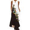 WINKEEY Abito Lungo Estivo Donna Elegante Stampato Plus Size Senza Maniche con Tasche, Farfalla Multicolore S