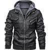 Rfmfkkg Giacche da motociclista in pelle sintetica da uomo, stile casual, stile vintage, con cappuccio