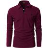 VMSUCIJ Polo Manica Lunga Uomo Maglietta con Abbottonatura Patchwork a Doppio Triangolo Elegante Cotone T-Shirt con Taschino