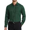 HISDERN Camicia Uomo Elegante Verde Scuro Camicie da Uomo Manica Lunga di Cotone con Taschino Bottoni Regular Fit Formale Tinta Unita No Stiro 5XL