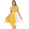 Freebily Donna Abito da Danza Lirico Classica Abito da Ballo Latino Americano Contemporaneo Vestito da Ballerina Jazz Danza Moderna Salsa Samba Rumba Dancewear Performance Giallo XL