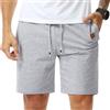 Suwangi Pantaloncini Uomo Casual Shorts Pantaloni Corti Sportivi Joggers Estivi Cotone con Tasche Zip