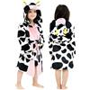 LOLANTA Bambini Caldo Morbido Accappatoio Animale, Loungewear in Pile Soffice con Cappuccio, mucca, 6-8 anni, L