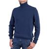 Marenza Maglia Collo Alto Uomo Misto Cashmere Made In Italy Maglione Dolcevita Manica Lunga Cachemire Doppio Filo Autunno Inverno Pullover Nero Beige Bianco Grigio Ragazzo Polo Invernale (Blu Melange, L)