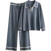 Generic Completo da Donna in Maglia da 2 Pezzi, con Scollo a V, Manica Lunga, Maglione a Coste, Pantaloni Larghi, Abiti Casual Viaggio e per Le Vacanze