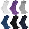 Rainbow Socks - Donna Uomo Colorate Calze di Cotone - 6 Paia - Bianco Porpora Grigio Blu Marina Nero - Tamaño 36-38