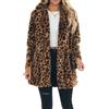 FEOYA Cappotto Pelliccia Sintetica Donna Giacca Peluche Leopardo Caldo Invernale Giubbotto Pelliccia Cardigan Pile Maniche Lunghe Cappotto Leopardato Lungo Elegante 3XL Taglie Forti Outwear Marrone