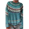 Achimlt Maglione Donna Invernale Manica Lunga Elegante Caldo Maglia Donna Girocollo vestibilità Ampia Vintage Maglione per Autunno Inverno (01-Blu, L)