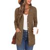 GRECERELLE Cardigan Donna Lungo Golfino Manica Lunga Elegante Comodo Apertura Frontale Bottoni Tasche Maglione Leggero Scollo a V