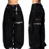 Generic Baggy Jeans Y2k Pantaloni Gotici Donne Uomini Hip Hop Street Jeans con Scheletro Stampa Vintage Vita Alta Denim Pantaloni a Gamba Larga Usura (A05,S)
