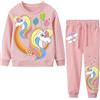 FILOWA Tuta Bambina Ragazza Sportiva Felpa e Pantaloni Completa Caldo Cotone Tute da Ginnastica Manica Lunga Jogging Set Stampa Senza Cappuccio Abbigliamento Sportivo Ragazze 2-7 Anni, Rosa
