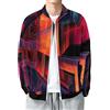 MIATCENRT Uomo Giacca Bomber Leggera Jacket Sportiva con Collo da Baseball, Giacca Astratto Primavera Autunno, Capispalla Cubo Geometrico Sottile Abbigliamento Sportivo