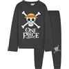 One Piece Pigiama Bambino Set, Lungo Pigiami Bambini T-Shirt e Pantaloni, Abbigliamento da Casa Set, Regalo Ragazzo (11-12 Anni, Grigio)