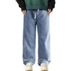 Bauzuoyo Jeans termici da uomo, vestibilità larga, spessi, elasticizzati, caldi, in denim, foderati in peluche, elasticizzati, per il tempo libero, invernali, in pile termico, jeans a gamba dritta, in peluche,