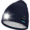 ATNKE Unisex LED Bluetooth Cappello con Luce,USB Ricaricabile 4 LED Musicale Altoparlante Cappello da Corsa Calda Pile Foderato Berretto Lavorato Maglia Regali per Uomo e Donna