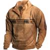 famesale Felpe da Uomo con Colletto rialzato Stampato Cervo da Caccia 1/4 Button Up Henley Camicie Manica Lunga Senza Cappuccio Pullover Felpe
