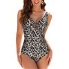 Veranobreeze Costumi da Bagno Interi per Donna Scollo a V Costume Intero Donna con Controllo della Pancia Monokini con arricciature, per Coppe da D a G