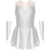 Oyolan - Vestito per pattinaggio artistico con strass, per danza, body da ginnastica, brillante, costume da danza, 5-16 anni, bianco, 13-14 Anni