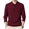 Dndrdhfb Polo da Uomo in Maglia di Lana A Maniche Lunghe con Bottoni Bavero Slim Business Casual Pullover Polo Top