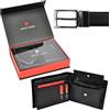 Pierre Cardin Set regalo da uomo portafoglio e cintura elegante realizzato in 100% pelle naturale minimalista elegante elegante elegante Natale anniversario compleanno in una scatola cintura