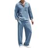 RUMAOZIA Completo da Uomo in Lino da Notte Lungo Completo da Uomo Estivo Leggero in Lino Outfits Completo Sportivo Monocromatico Tuta da Jogging in Cotone e Lino Tracksuit Completo da 2 Pezzi Camicia