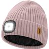ATNKE LED Illuminato Berretto Cappello,USB Ricaricabile 4 LED Corsa Cappello Torcia Mani Libere Testa Lampada Invernale Calda Pile Foderato Lavorato Beanie Regali per Uomo e Donna/Smoky Gray