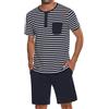Leversic Pigiama Uomo Cotone Pigiami Uomo Estivi Pigiama Uomo Estivo 2 Pezzi Pigiama Maniche Corte Uomo Leggero e Morbido S-3XL