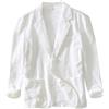 Icegrey Giacca da Uomo Slim Fit in Cotone Lino a Due Bottoni, Bianco, L