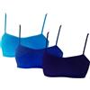 eMMe SQUARE 3 pz Reggiseno Spalla Stretta Microfibra, Bralette Donna, Brassiere Top, Reggiseno Elasticizzato Senza Cuciture; Made in Italy (IT, Testo, S, M, Regular, Regular, Blu-Turchese-Bluette)
