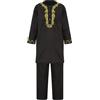 winying Ragazzi Musulmani Set Bambini Manica Lunga Abaya Caftano Arabo Robe con Pantaloni Due Pezzi Costume Nazionale, Nero , 158-164