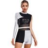 Raenseen Abito Da Ballo Donna Manica Lunga Body Metallizzato Con Manica Unica Paillettes Asimmetrico Body Da Danza Maglia Shorty Costume Da Ginnastica Costume Da Ballo Argento M