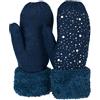 styleBREAKER Muffole donna in maglia con strass e perle,Blu scuro