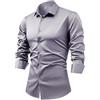 XYERDLYN Camicia da Uomo A Maniche Lunghe in Raso di Seta con Gemelli, Camicie Eleganti, Casual, Lucide, con Bottoni, di Lusso, per Feste, Balli di Fine Anno, Matrimonio, Lavoro, Top Non Stirabile
