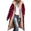Valtorixia Abbigliamento invernale di moda da donna 2025 cappotti e giacche lunghi oversize in pile shearling con cappuccio, Rosso vinaccia, XL