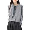 Chanyarn Cardigan Girocollo da Donna 100% Lana Merino Primavera Maniche Lunghe Senza Cuciture Maglia Cardigan Maglione