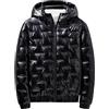 Generic Piumino da uomo termico lucido con cappuccio casual antivento piumino piumino Bubble Puffy Ski Parka con cappuccio, Nero A, XL