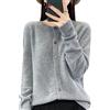 Youllyuu Maglione Cardigan Girocollo in Lana 100% Cappotto Maglione in Cashmere Maglione Sottile Lavorato a Maglia Tinta Unita Gray XL