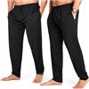 CityComfort Pantaloni Pigiama Uomo, Pantaloni Pigiami con Tasche - Pacco da 2 (2XL, Nero/Nero, Coulisse in Vita)