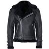 Infinity Leather Giacca in Pelle da Motociclista Nero in Shearling in Vera Pelle di Montone retrò RAF B3 Pilot da Uomo M