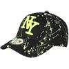 Hip Hop Honour - Berretto NY giallo fluo e nero, stile Tags Streetwear Baseball Paynter, unisex Nero taglia unica