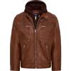 Infinity Leather Giacca da Motociclista da Corsa in Pelle da Uomo con Cappuccio Rimovibile