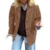 DUHGBNE Giubbino Leggero Donna Giacca in Pelle Scamosciata, Giacca da Esterno Marrone in Similpelle, Autunno 2025, Trendy, Oversize Tailleur Eleganti Autunnale Donna Elegante