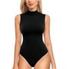 RuiChy Body per Donne Maniche Collo Alto Bodys Donna Pantaloncini con Parte Superiore Uscite Taglio Slim Casual Bodys Bodywear Abbigliamento da Club(Nero/M)