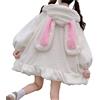 XELNOL Felpa con Cappuccio da Donna con Orecchie da Coniglio, Kawaii, soffice e Carina, Felpa con Cappuccio in Peluche e Ispessita (M,White)